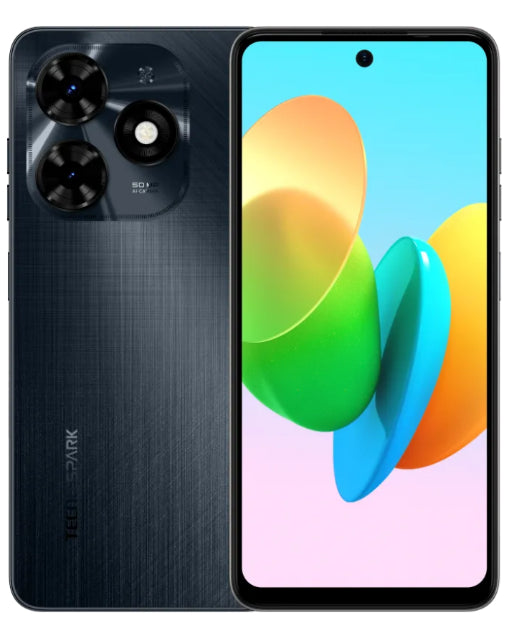 Tecno Spark 20C Black back and front view.