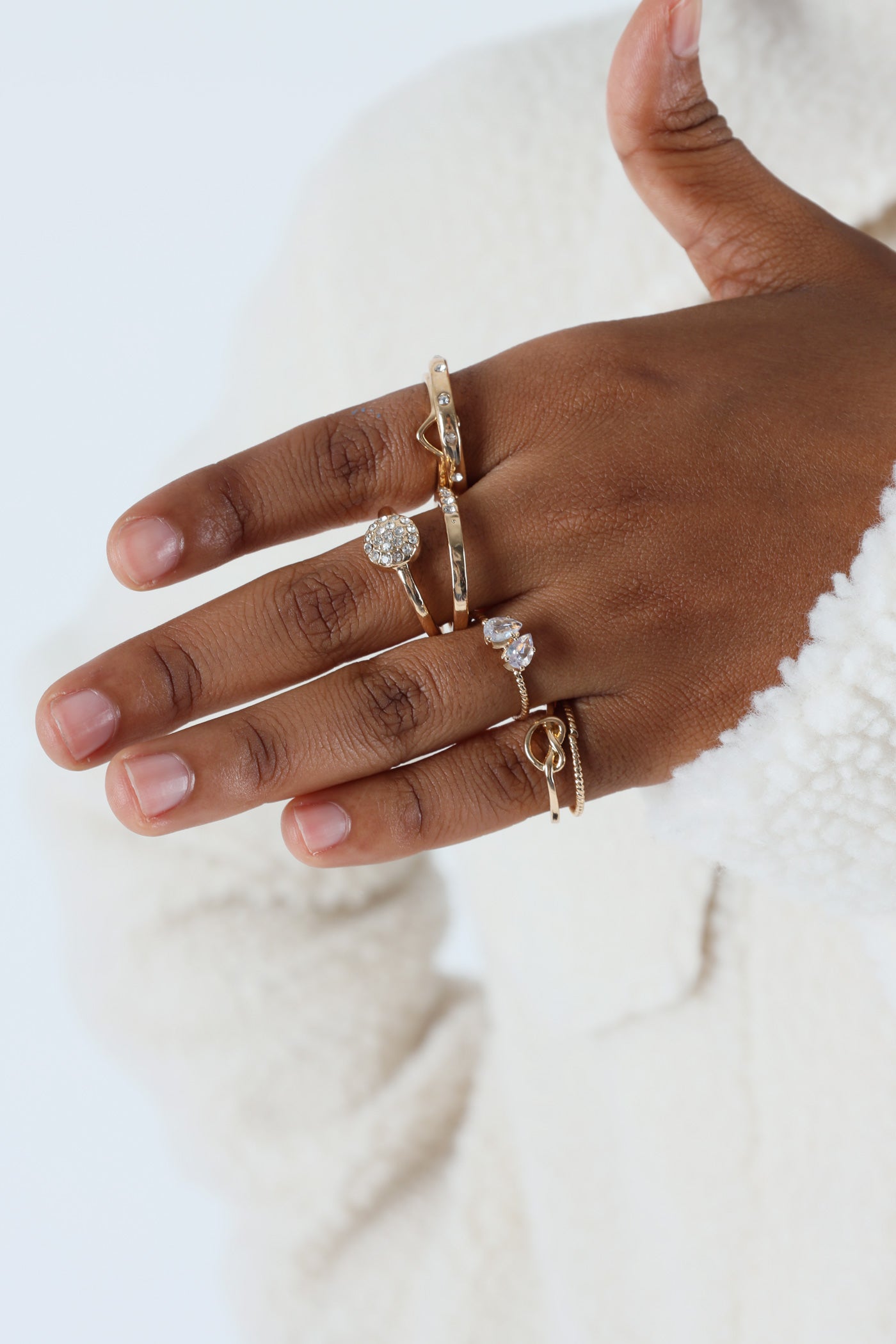 Legit Rings 7 Pack Diamante Heart Rings - Gold – LEGiT