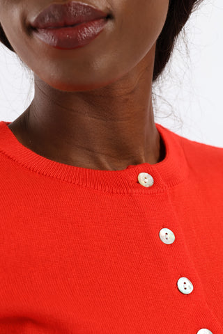 Knitwear Button Through Top - Tangerine
