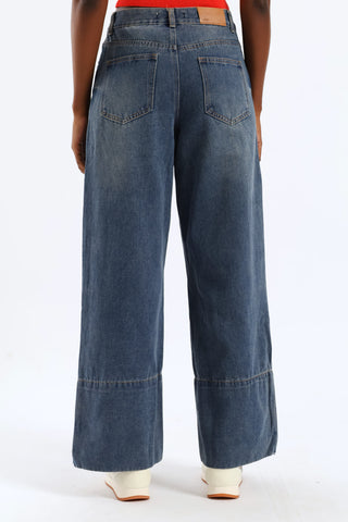Wide Hem Wide Leg Tea Stain Jean - Ink