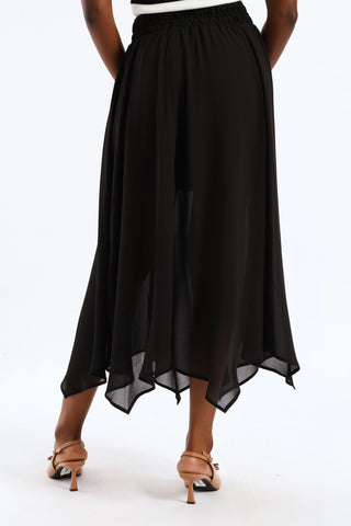 Hanky Hem Chiffon Skirt - Black