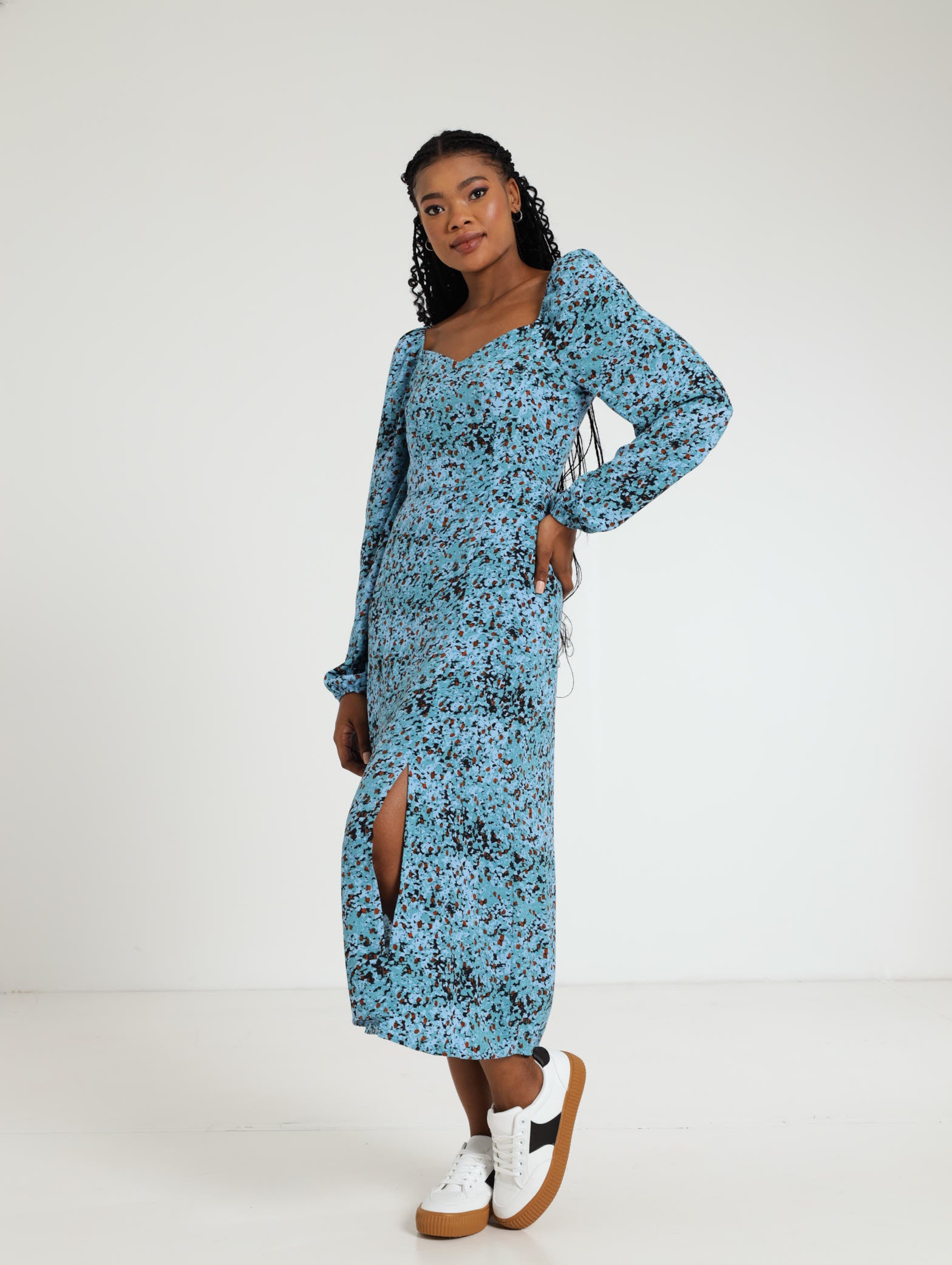 Floral Puff Sleeve Midi Dress LEGiT Floral Puff Sleeve Midi Dress LEGiT