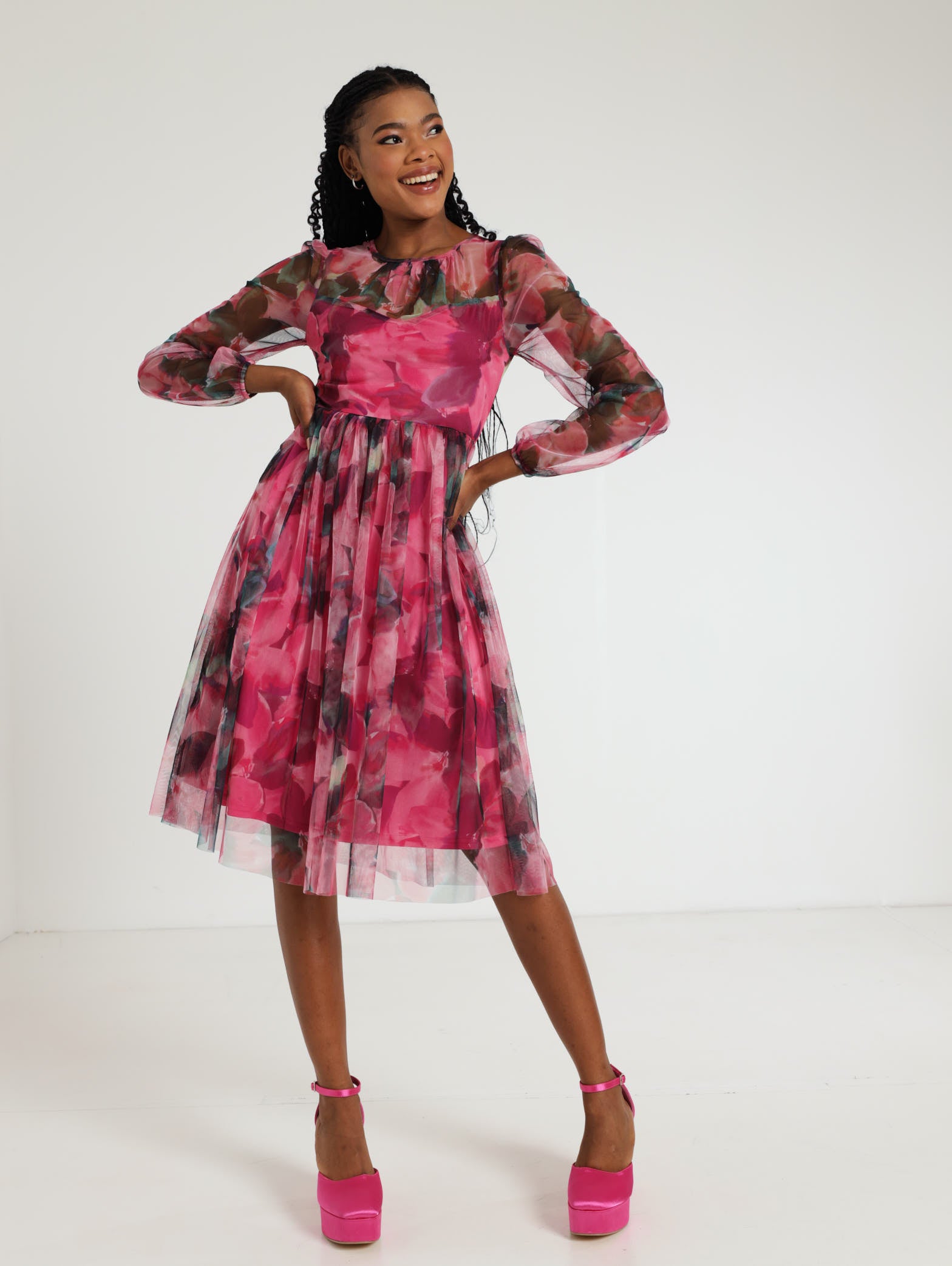 Long Sleeve Floral Prom Dress – LEGiT
