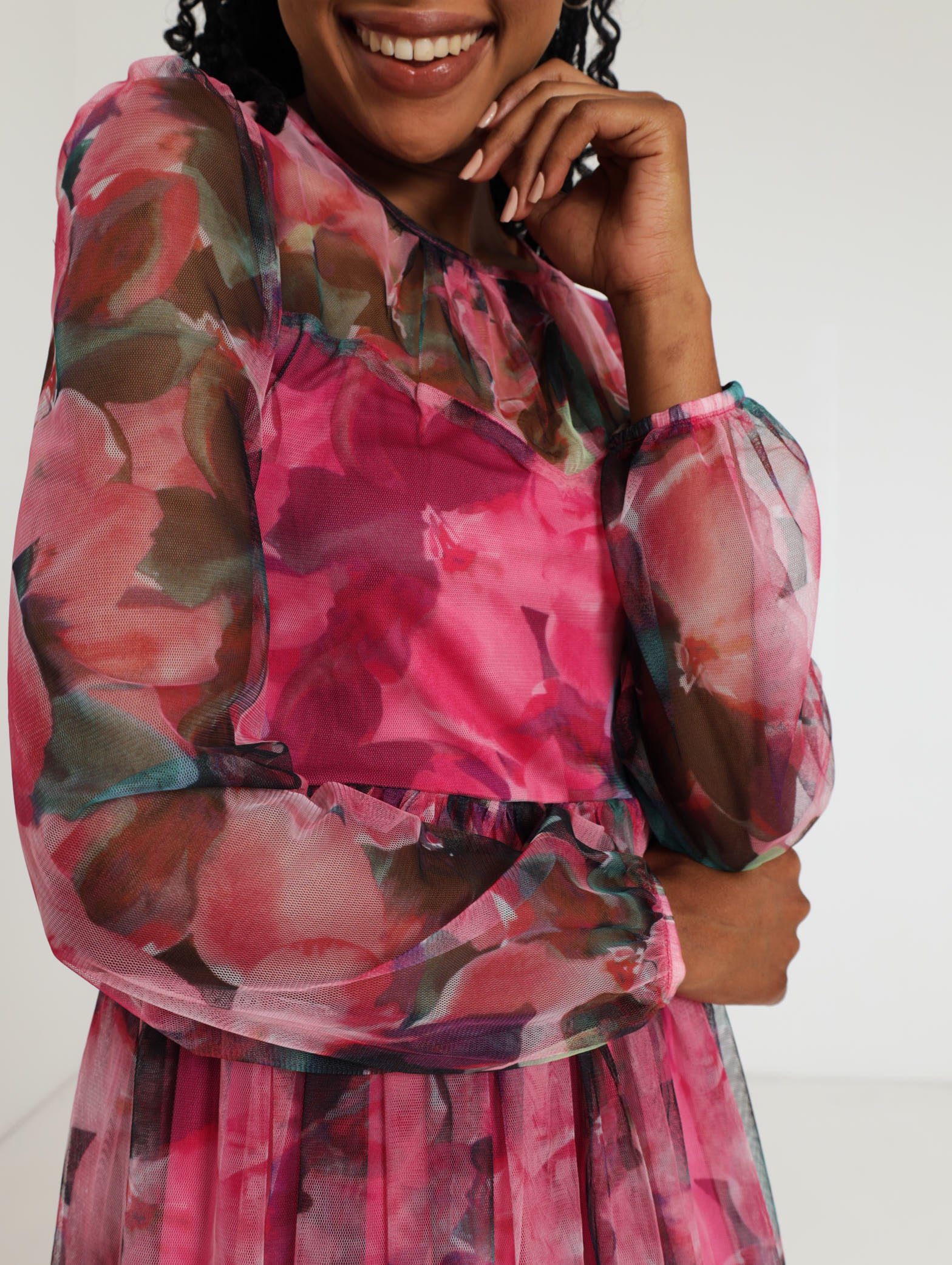 Long Sleeve Floral Prom Dress – LEGiT