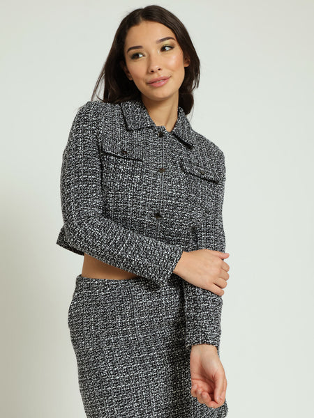 Ameri　LADY LIKE PRINT TWEEDS JACKET Ameri（アメリ）の「LADY LIKE PRINT TWEEDS JACKET（ノーカラー