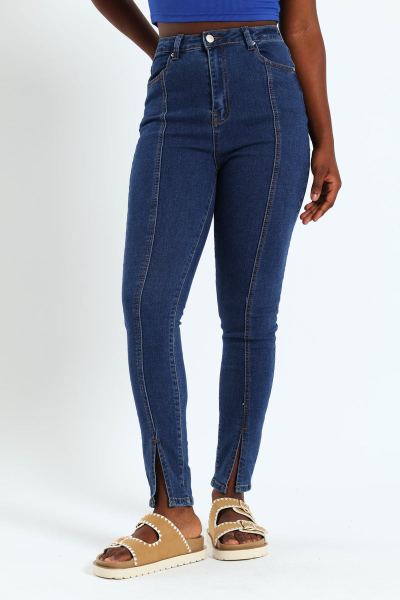 Front Seam Split Hem Front Seam Skinny Jean - Ink – LEGiT
