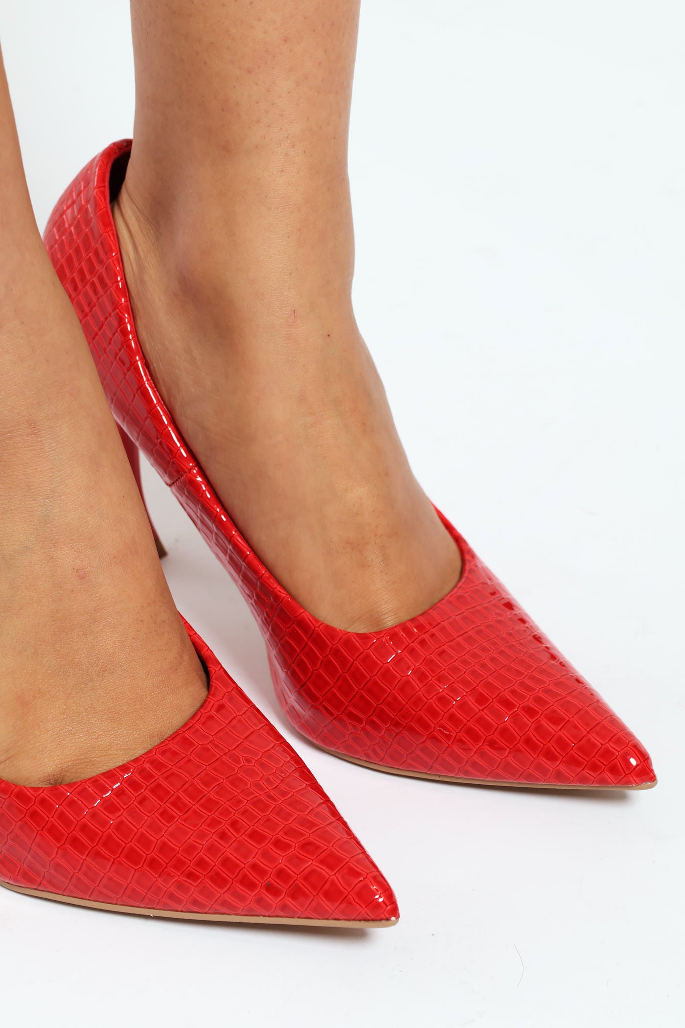 Hi Shaped Croc Patent Classic Full Court Heel Red LEGiT