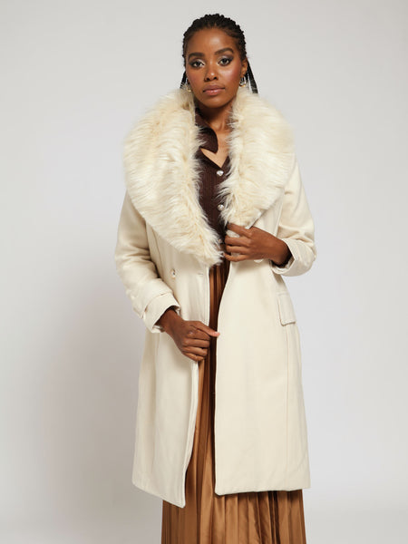 Womens faux fur coat white hotsell