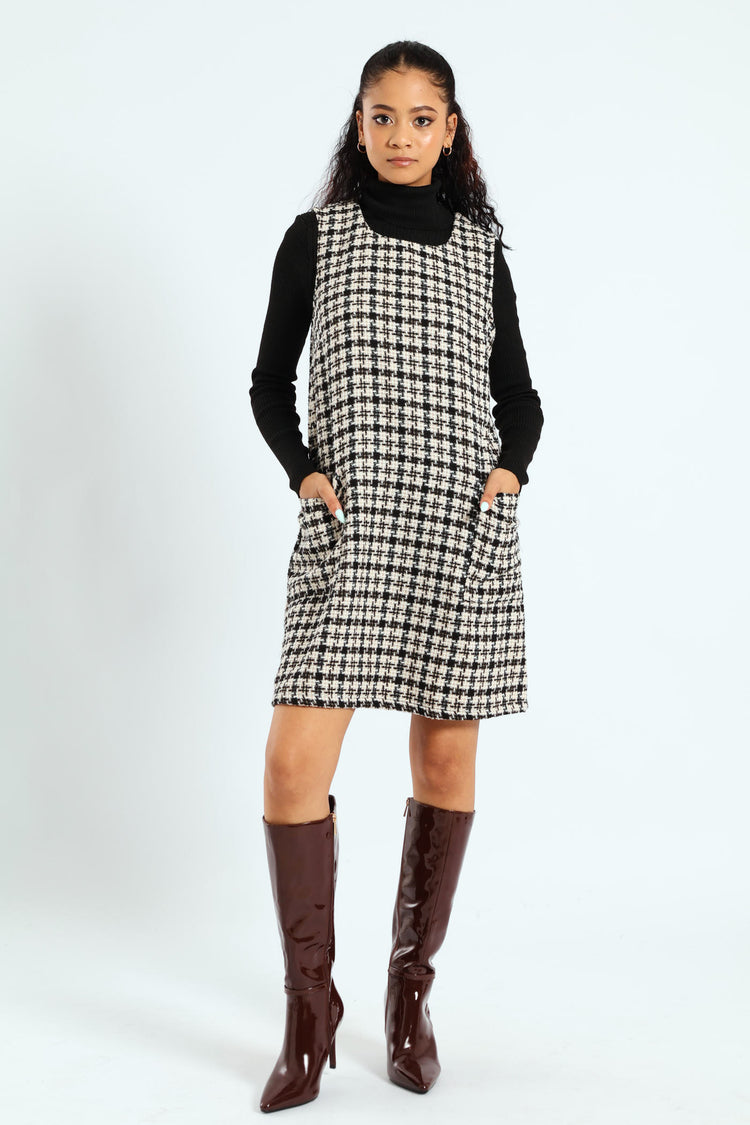 Nautinati Black White Checked Cotton Pinafore Set Dress main image 0