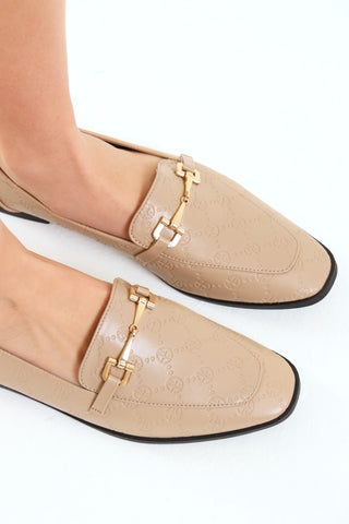 Link Trim Embossed Monogram Classic Loafer - Taupe