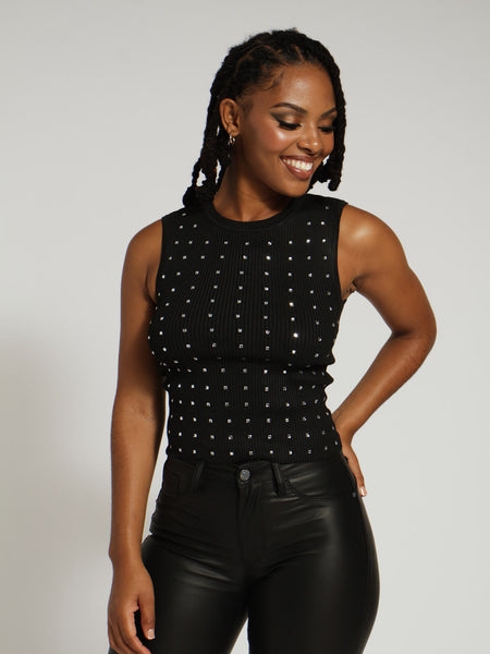Rhinestone Top - Black – LEGiT