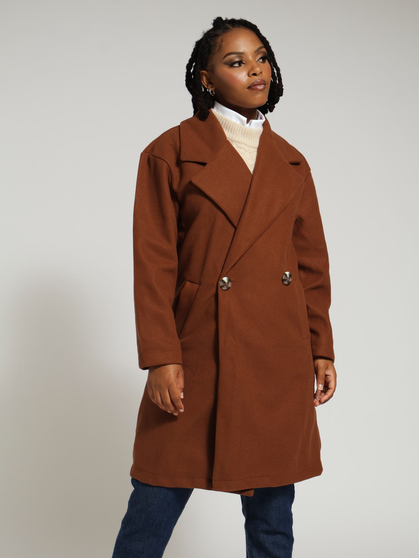 Double Breasted Melton Coat Chocolate LEGiT