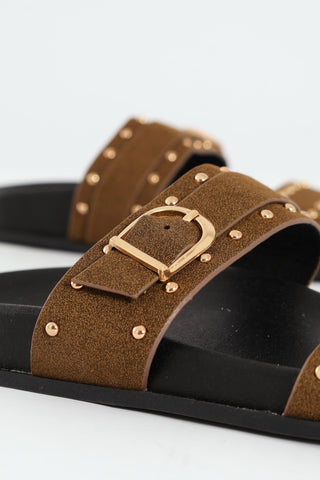 Double Studded Strap Moulded Mule Sandal - Fatigue