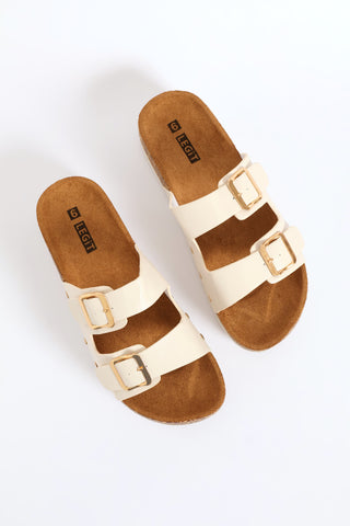 Double Strap Push In Mule Sandal - Off White