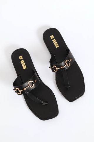 Link Trim Sandal - Black