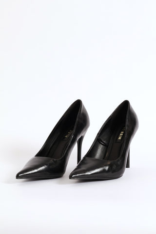 Pointy Full Stiletto Court Heel - Black