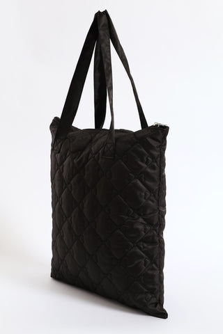 Embroidered Bow Shopper Bag - Black
