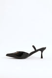 Mid Stiletto Bar Trim Slingback Court Heel - Black