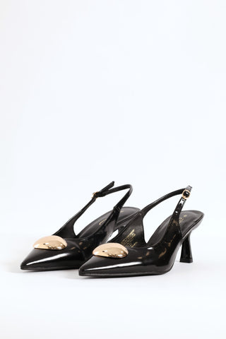 Mid Stiletto Slingback Court Heel - Black
