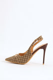 Monogram Slingback Pointy Court Heel - Tan