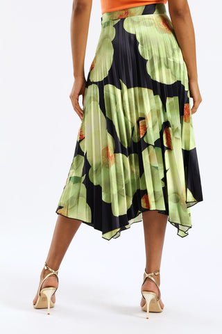 Hankey Hem Pleated Skirt - Multi