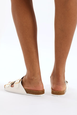 Cork Moulded Two Strap Sandal - White