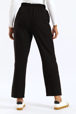Pocket Front Elasticated Pants - Black