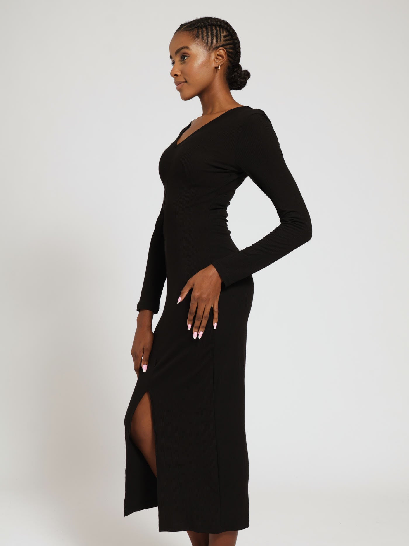 Long Sleeve Ribb Maxi Dress