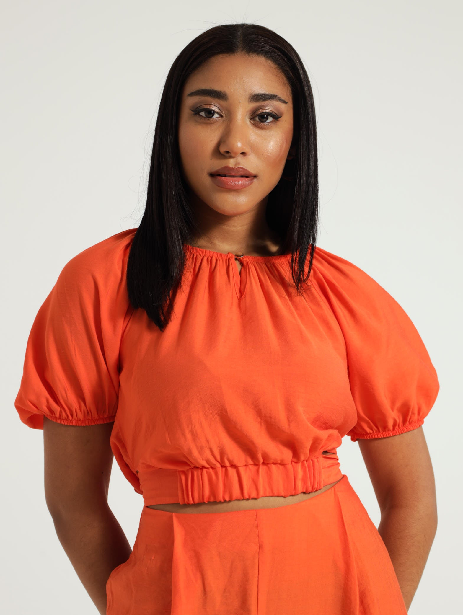 Bubble Sleeve Crop Top – LEGiT - Main Image