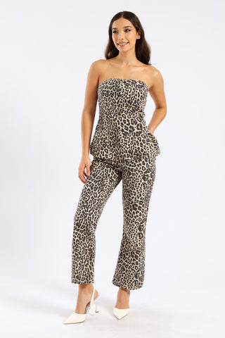 Leopard Crop Flare Leg Jean - Animal