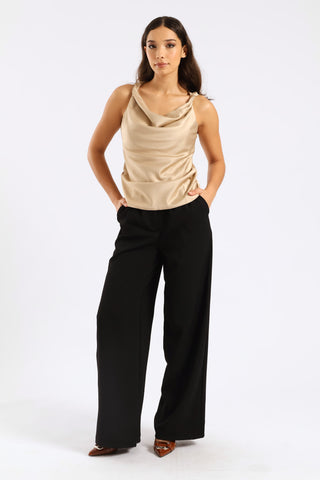Sleeveless Cowl Neck Top - Nude