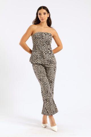Denim Leopard Corset Top - Animal