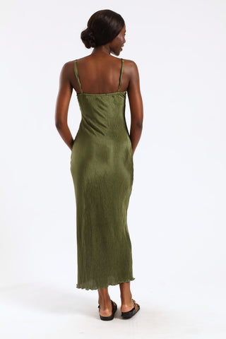 Strappy Bodre Maxi Dress - Forest Green
