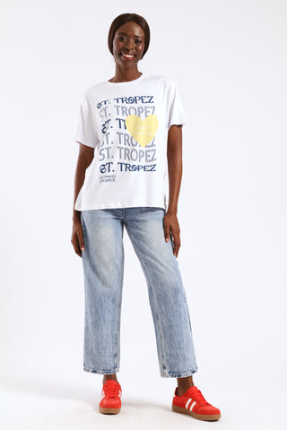 St Tropez Heart Screen Tee - White