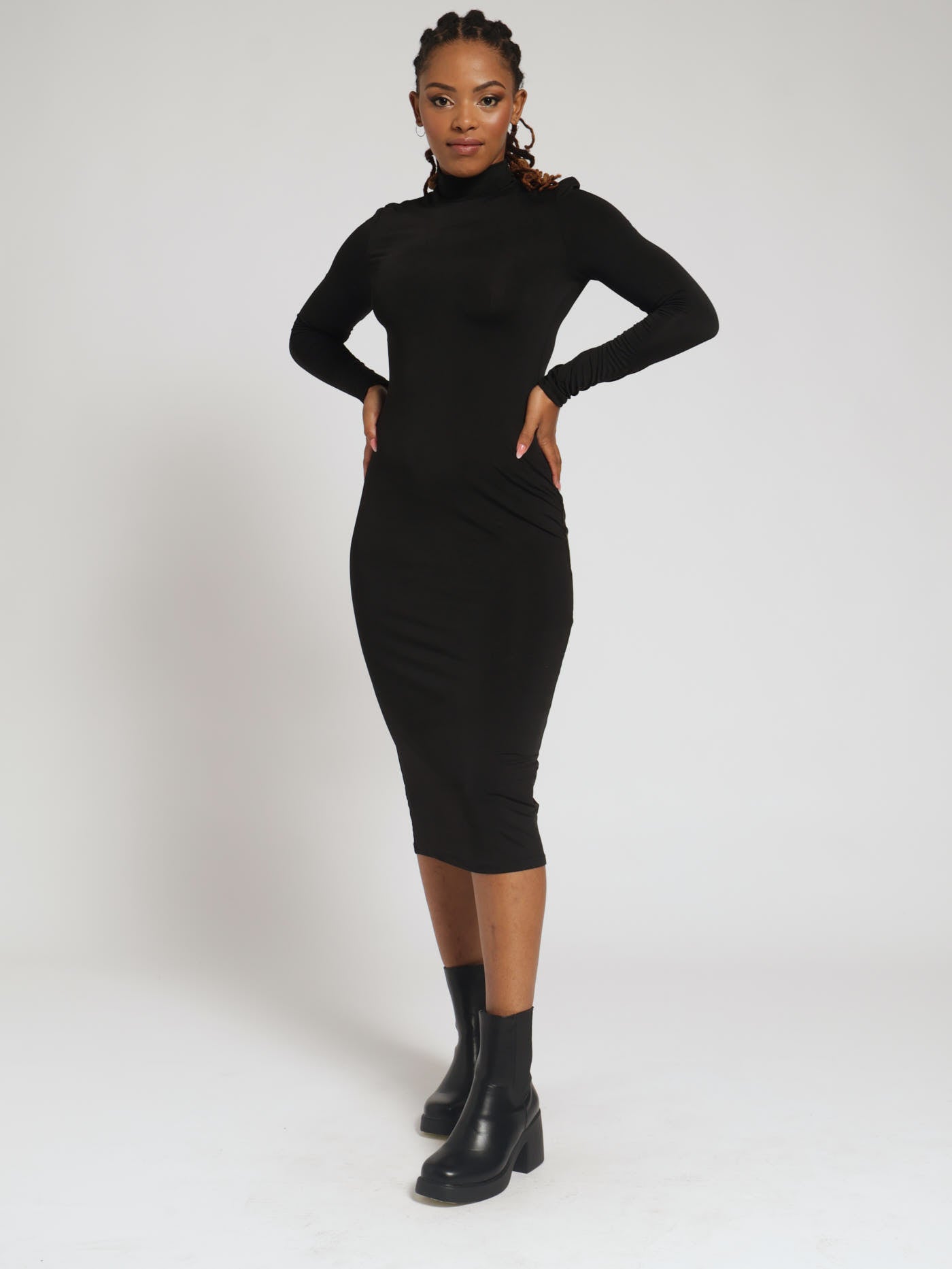 Long Sleeve Turtleneck Dress - Black LEGiT Long Sleeve Turtleneck Dress - Black LEGiT