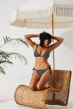 Crochet Mesh  Bikini Top With Beads - Black/White