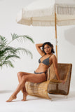 Crochet Mesh Bikini Bottom With Beads - Black/White