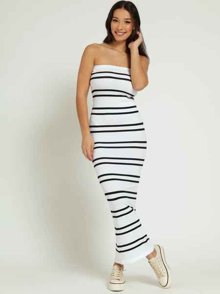 Boobtube Seamless Stripe Maxi Dress White/Black – LEGiT