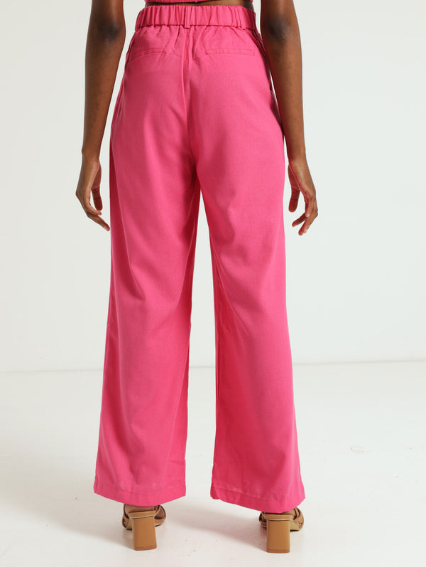 Linen Wideleg Pants - Pink – LEGiT