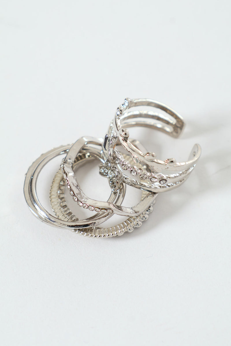 Legit Rings 7 Pack Diamante Butterfly Rings - Silver – LEGiT