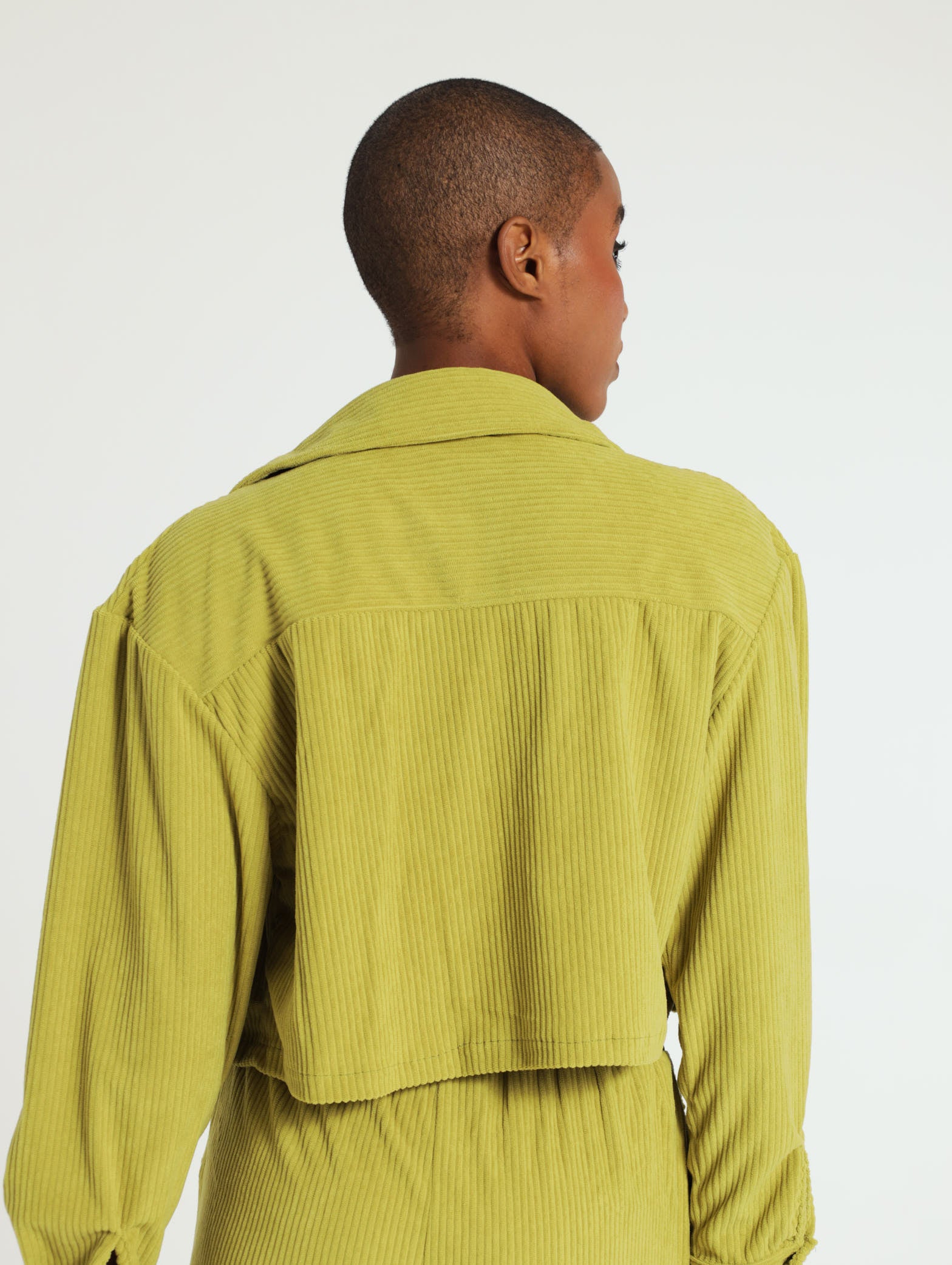 Corduroy Jacket Zara Lime Green Jacket Cord Button Through Cropped