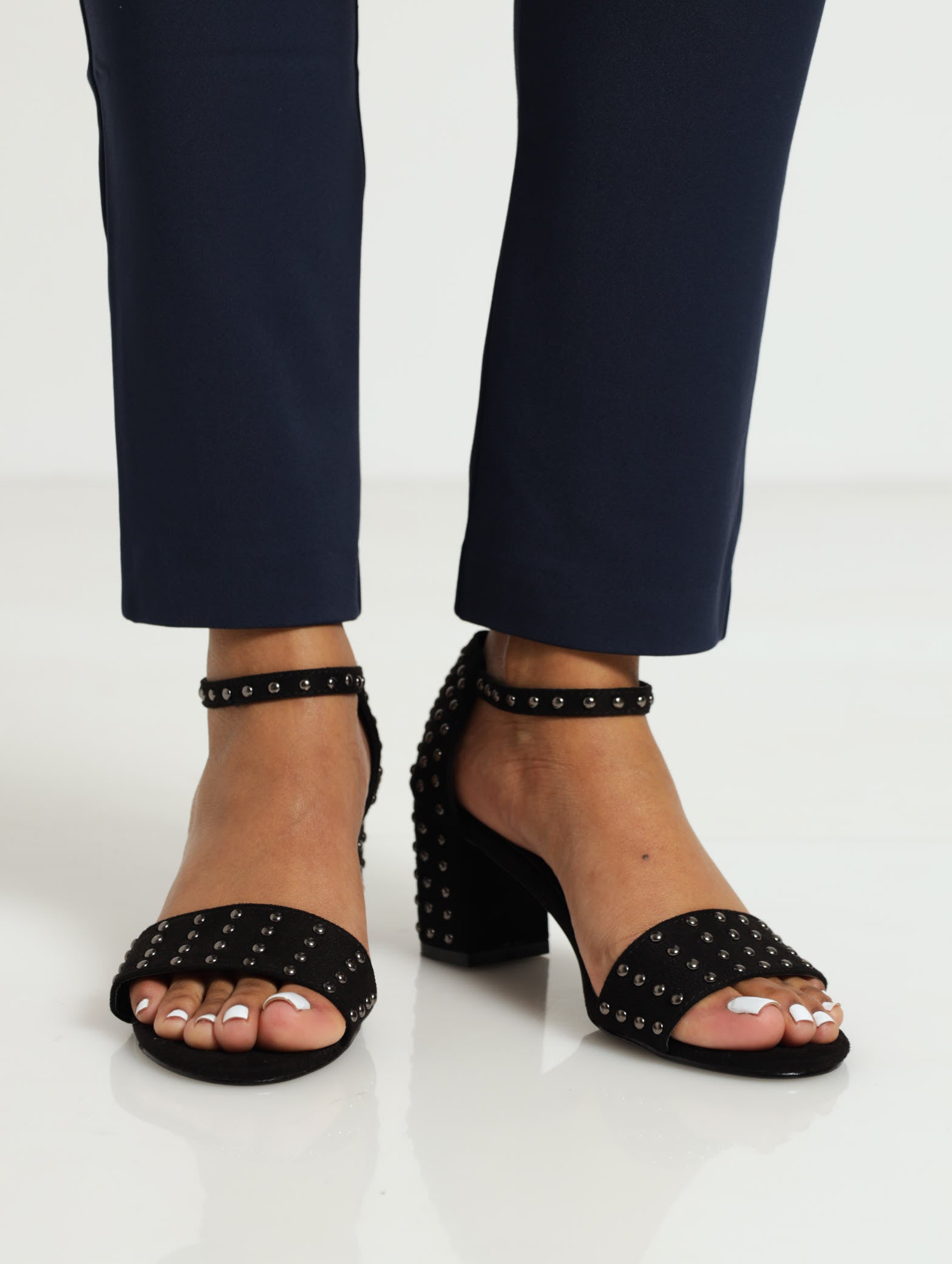 Studded Strap Low Block Heel Sandals | SHEIN IN