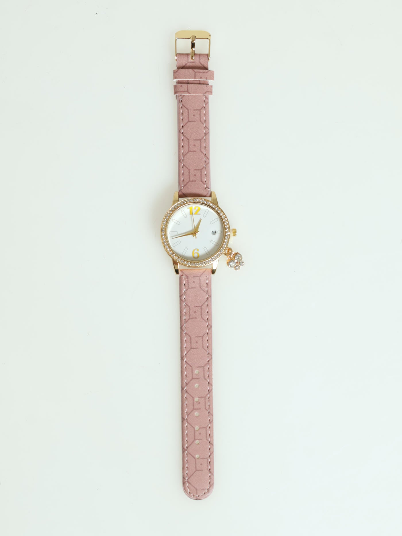 Monogram Pattern Watches Diamante Round Dial Monogram Pu Strap Watch – LEGiT