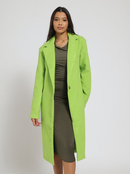 Button Collared Melton Coat Bright Green – LEGiT - Main Image