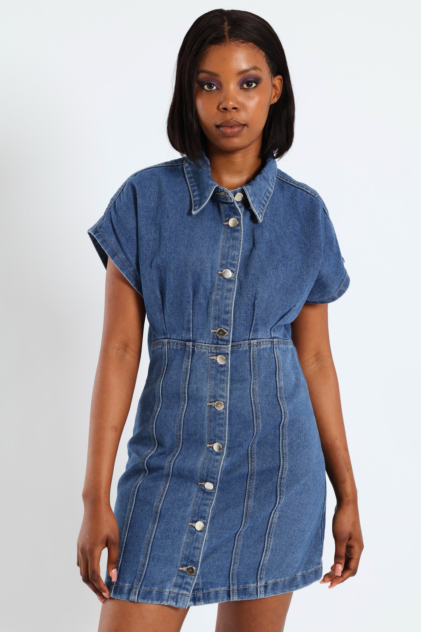 Button Front Denim Mini Dress - Salty Dark Wash LEGiT Button Front Denim Mini Dress - Salty Dark Wash LEGiT