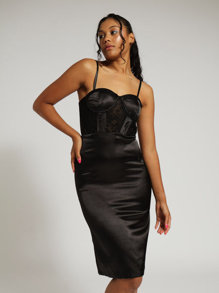Corset Lace Satin Mini Dress