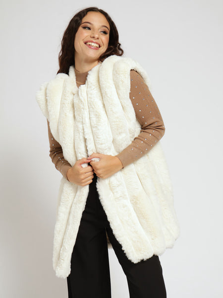 Luxe Faux Fur Gilet Jacket - Cream – LEGiT