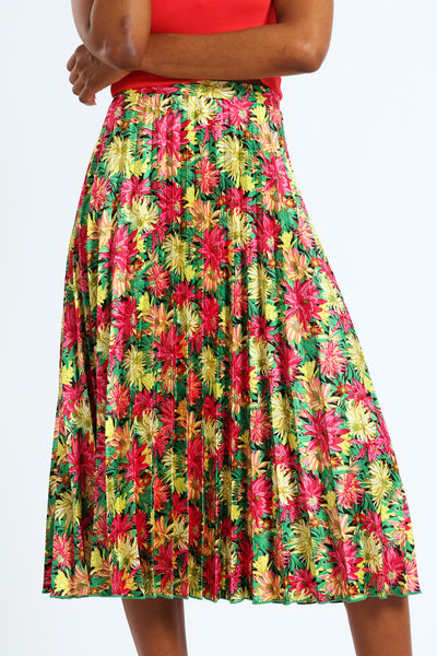 Midi Floral Pleated Skirt Multi – LEGiT