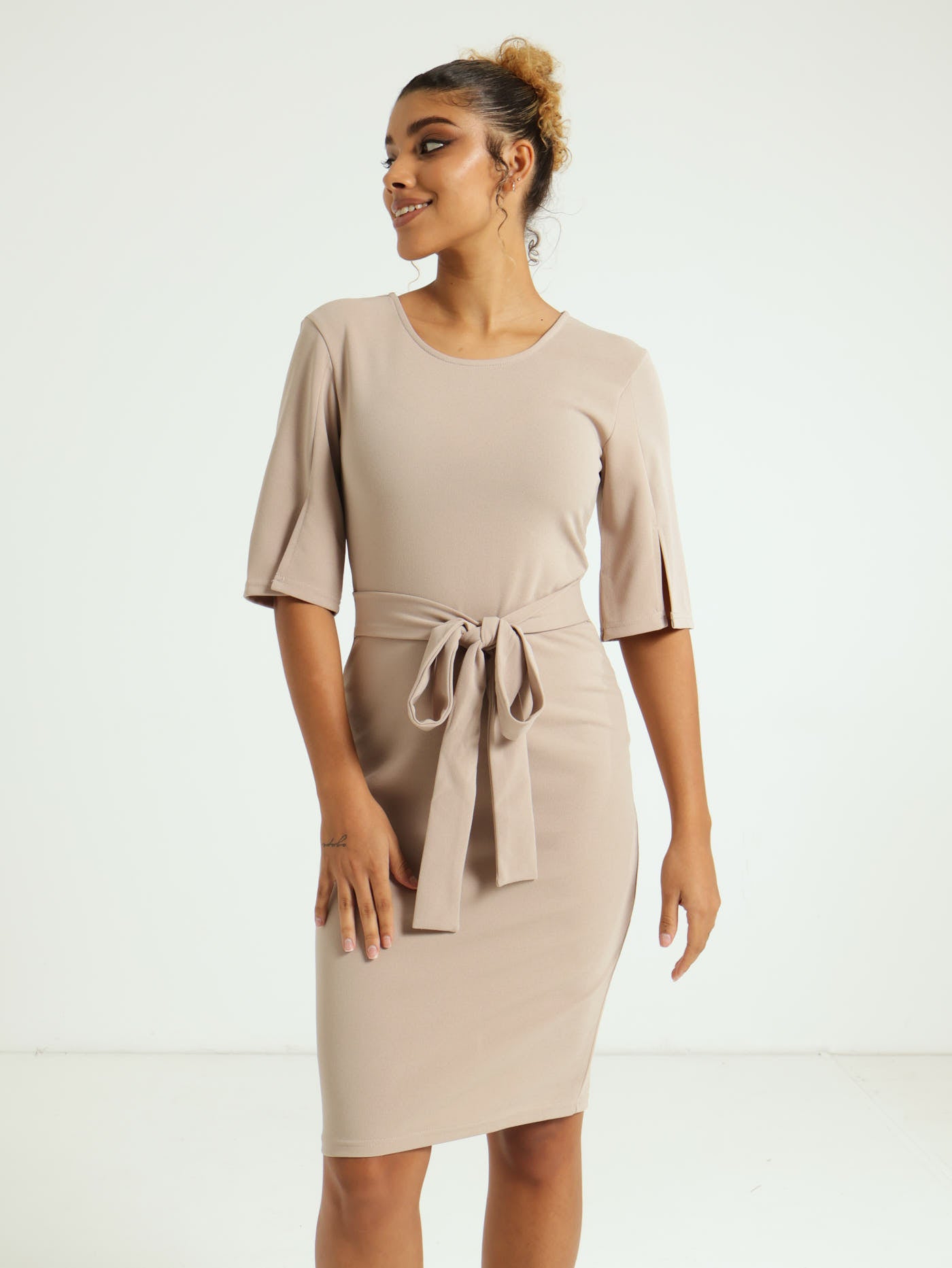 Flare Slit Sleeve Bodycon Dress LEGiT Flare Slit Sleeve Bodycon Dress LEGiT