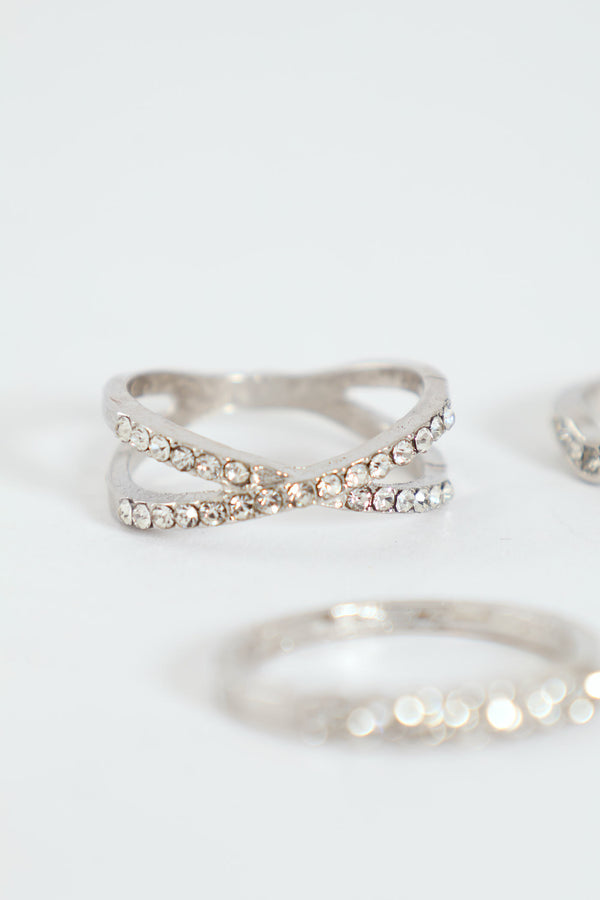 Legit Rings 6 Pack Variety Diamante Rings - Silver – LEGiT